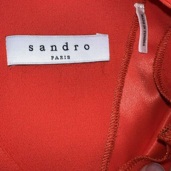 Sandro Bright Red Viscose 3/4 Sleeve Short Shift Dress Size 1 (4) - Picture 3 of 5